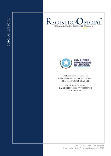 Portada de 1. ORDENANZA DE PATRIMONIO CULTRAL PUBLICADA EN EL REGISTRO Y GACETA