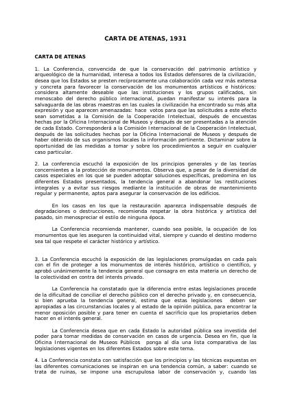 Portada de 1931 CARTA DE ATENAS