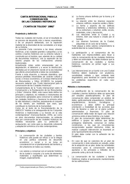 Portada de 1986 CARTA DE TOLEDO