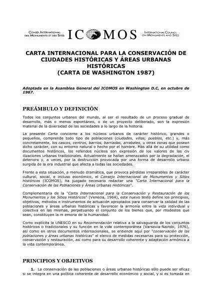 Portada de 1987 CARTA DE WASHINGTON
