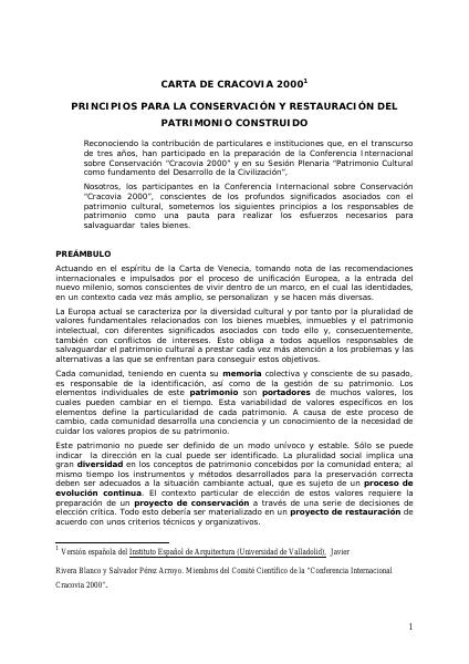 Portada de 2000 CARTA DE CRACOVIA