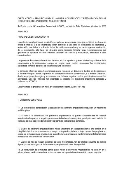 Portada de 2003 CARTA ICOMOS ZIMBABWE