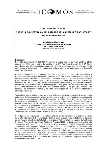 Portada de 2005 DECLARACION DE XI’AN