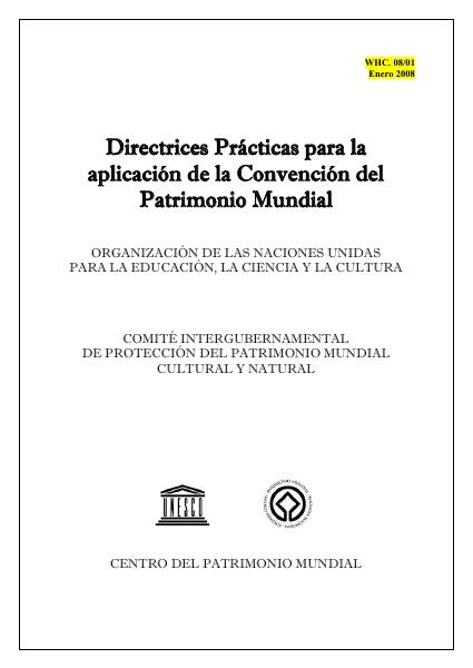 Portada de 2008 Directrices PráCticas Para La Aplicacion De La Convencion Mundial Del PATRIMONIO MUNDIAL