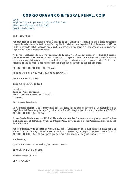 Portada de COIP